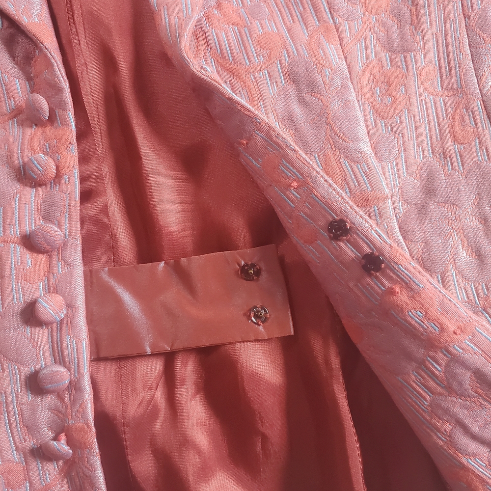MNG Pink/Rust Ice Blue Blazer with Notched Lapel and Structured Shoulders - Picture 8 of 13